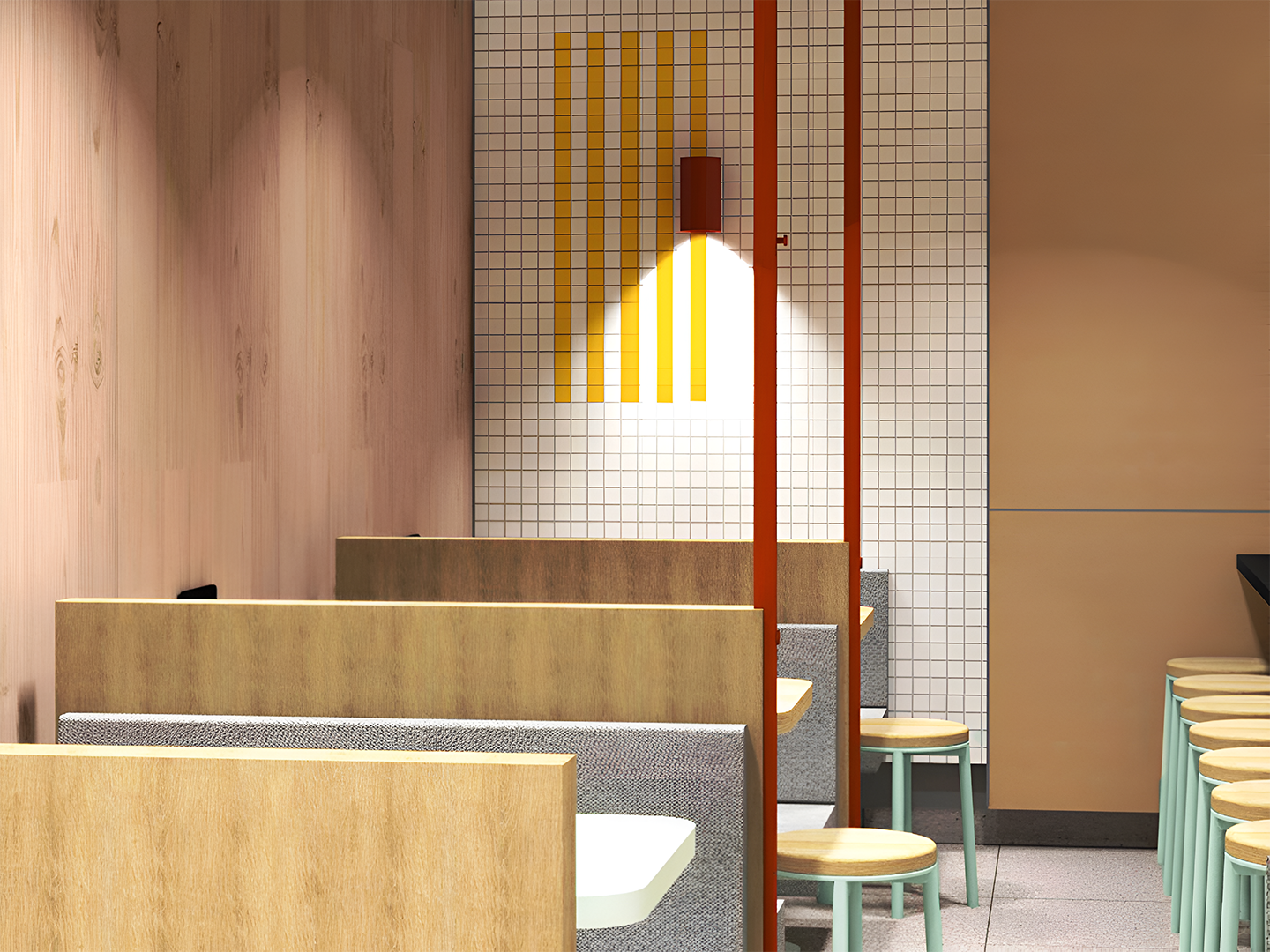 Conception de restaurant - Meubles de restauration sur mesure - McDonald's Human Comfort - Luminaires sur mesure - Meubles sur mesure - Industrie de la restauration